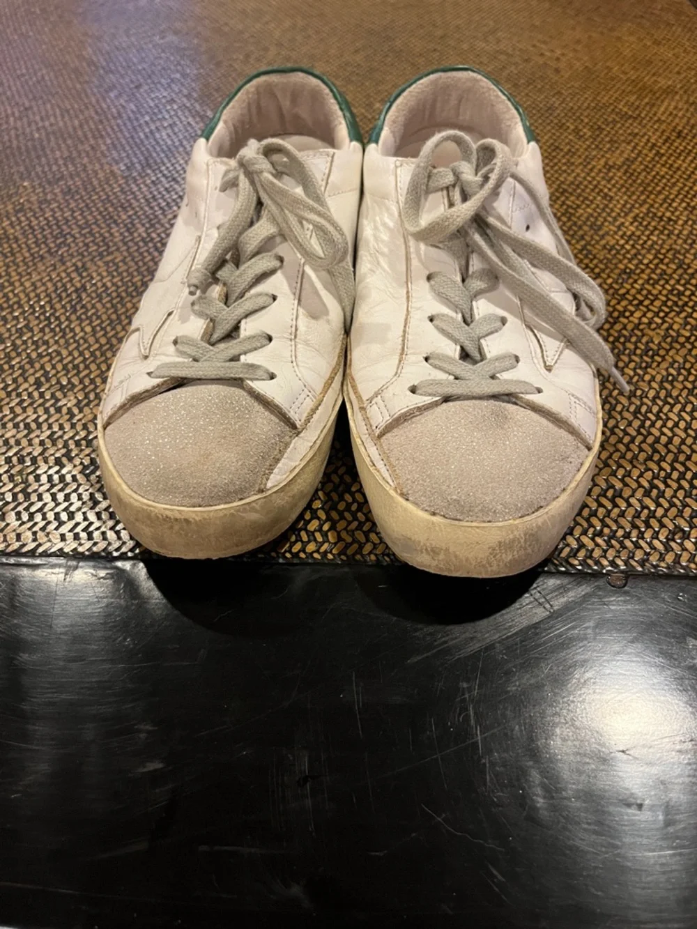 Golden Goose White Sneakers with Green Heel Tab - Picture 5 of 5
